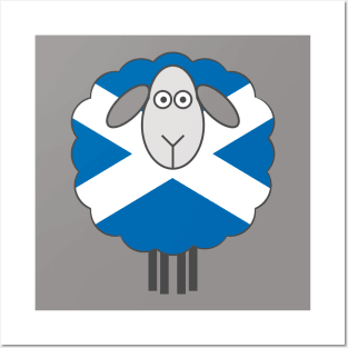 Scottish Saltire Flag Patterned Sheep Posters and Art